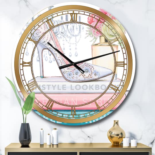Designart 'Pink Fashion High Heels Iii Glam Wall Clock